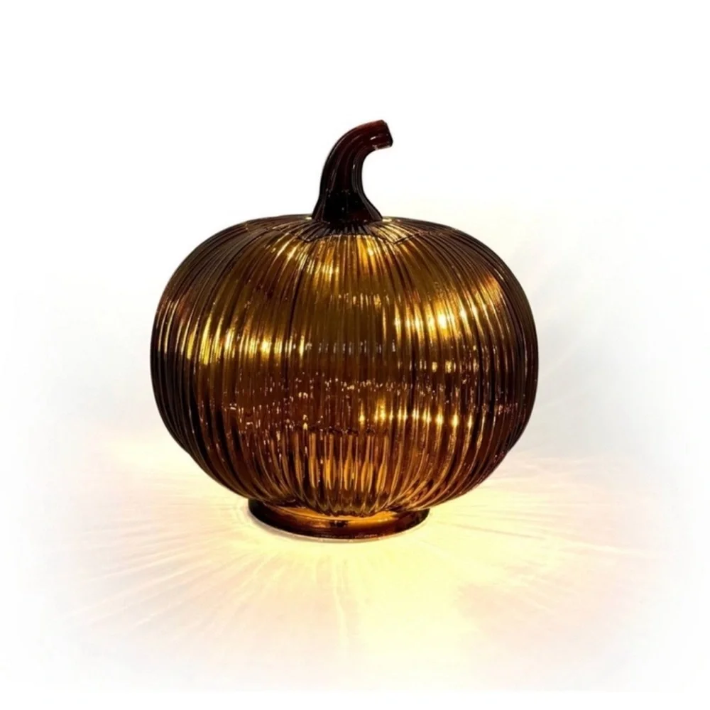 New Target Bullseye Playground Fall Brown Light Up Glass Pumpkin